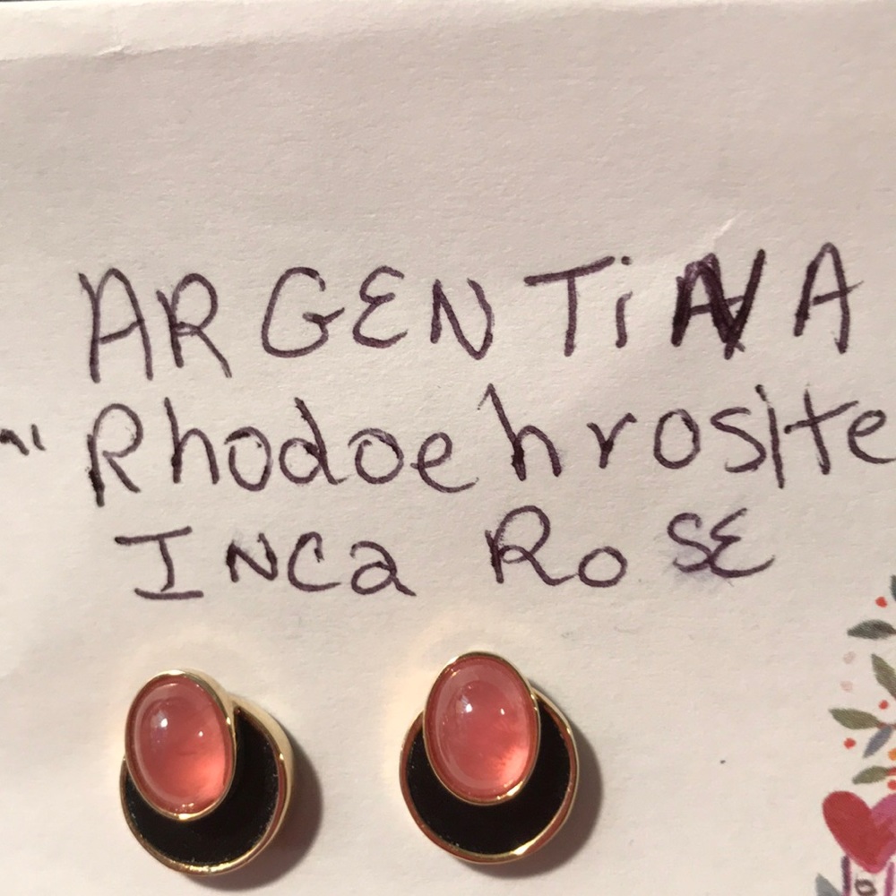 Natural Pink Rhodochrosite Inca pierced earrings from Buenos Aires Argentina